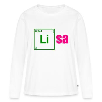 Lisa Nom Cadeau Anniversaire - T-shirt manches longues Premium bio Femme - blanc - Devant - Julia (174cm)