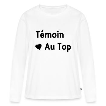 Témoin au top - T-shirt manches longues Premium bio Femme - blanc - Devant - Julia (174cm)
