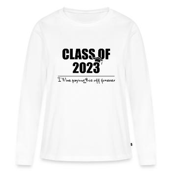 Classe de 2023 humour implacable collège d’études supérieures uni - T-shirt manches longues Premium bio Femme - blanc - Devant - Julia (174cm)