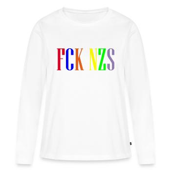 FCK NZS - T-shirt manches longues Premium bio Femme - blanc - Devant - Julia (174cm)
