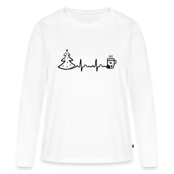 Vin chaud de Noël Heartbeat - T-shirt manches longues Premium bio Femme - blanc - Devant - Julia (174cm)