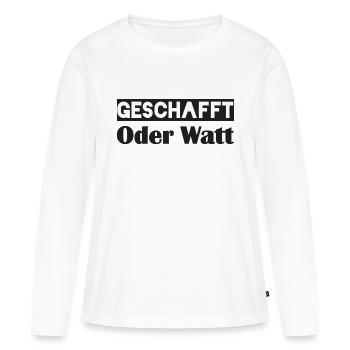 Motivation DONE ou Watt - T-shirt manches longues Premium bio Femme - blanc - Devant - Julia (174cm)