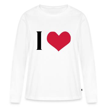 I LOVE - T-shirt manches longues Premium bio Femme - blanc - Devant - Julia (174cm)