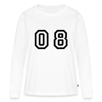 nombre - 08 - zéro huit - T-shirt manches longues Premium bio Femme - blanc - Devant - Julia (174cm)
