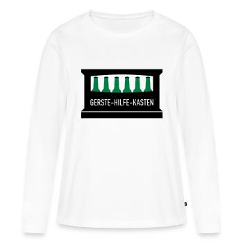 Gerste Hilfe Kasten - Frauen Premium Bio Langarmshirt - Weiß - Vorne - Julia (174cm)