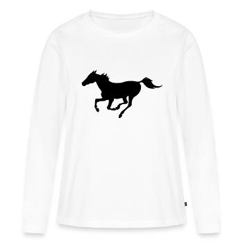 Pferd im Galopp - Frauen Premium Bio Langarmshirt - Weiß - Vorne - Julia (174cm)