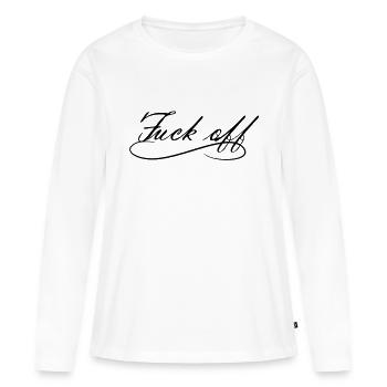 fuck off shirt provocateur 1c - T-shirt manches longues Premium bio Femme - blanc - Devant - Julia (174cm)
