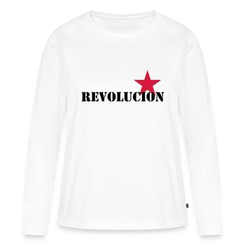 Revolucion - T-shirt manches longues Premium bio Femme - blanc - Devant - Julia (174cm)