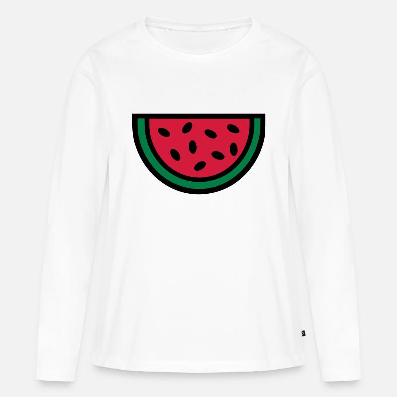 Melone - Frauen Premium Bio Langarmshirt - Weiß