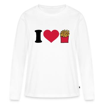 Pommes - Frauen Premium Bio Langarmshirt - Weiß - Vorne - Julia (174cm)