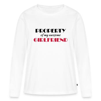 Property of my awesome girlfriend - Women's Premium Organic Long Sleeve Shirt - white - Front - Julia (174cm)