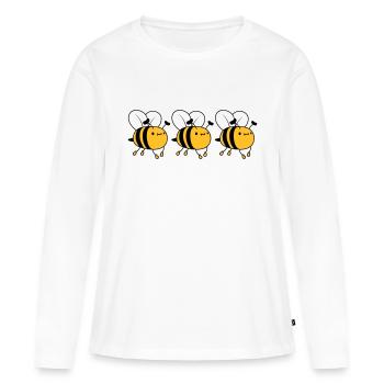 3 abeilles occupées - T-shirt manches longues Premium bio Femme - blanc - Devant - Julia (174cm)