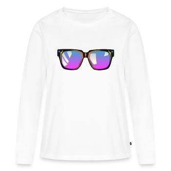 Sonnenbrille - Frauen Premium Bio Langarmshirt - Weiß - Vorne - Julia (174cm)