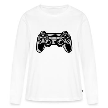 Konsole Retro Controller Gamer - Frauen Premium Bio Langarmshirt - Weiß - Vorne - Julia (174cm)