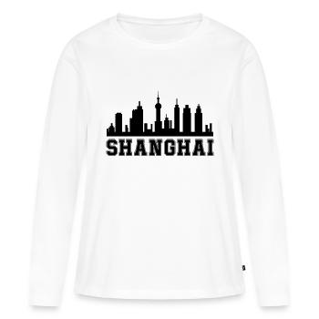 Shanghai - T-shirt manches longues Premium bio Femme - blanc - Devant - Julia (174cm)