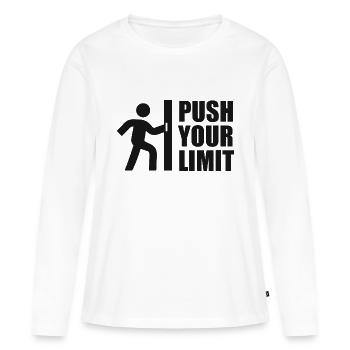 Repoussez vos limites - T-shirt manches longues Premium bio Femme - blanc - Devant - Julia (174cm)