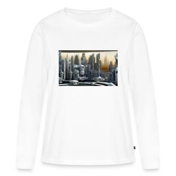 Ville du futur - T-shirt manches longues Premium bio Femme - blanc - Devant - Julia (174cm)