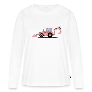 Tractor Excavator Excavator tractor Rosa - Women's Premium Organic Long Sleeve Shirt - white - Front - Julia (174cm)