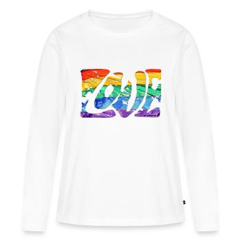 Love Regenbogen Flagge - Frauen Premium Bio Langarmshirt - Weiß - Vorne - Julia (174cm)