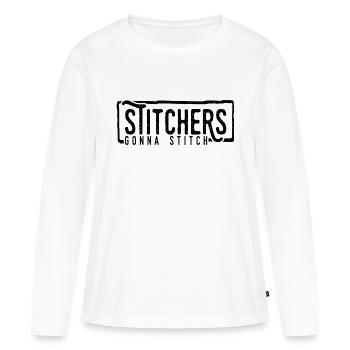 Stickerinnen gehen zum Stich - Weihnachts- und Geburtstagsgeschenk - Frauen Premium Bio Langarmshirt - Weiß - Vorne - Julia (174cm)