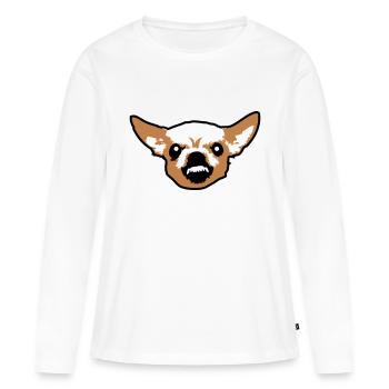 Chihuahua Petit Chien Méchant Crunch Colère Agaçante - T-shirt manches longues Premium bio Femme - blanc - Devant - Julia (174cm)