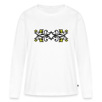 Ornement Floral Tourbillon - T-shirt manches longues Premium bio Femme - blanc - Devant - Julia (174cm)