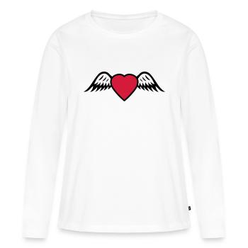 Herz Flügel - Frauen Premium Bio Langarmshirt - Weiß - Vorne - Julia (174cm)