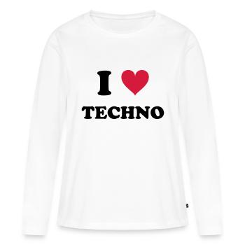 J'AIME TECHNO - T-shirt manches longues Premium bio Femme - blanc - Devant - Julia (174cm)