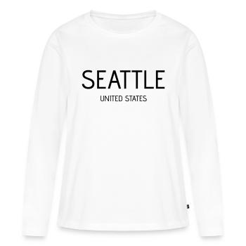 Seattle - T-shirt manches longues Premium bio Femme - blanc - Devant - Julia (174cm)