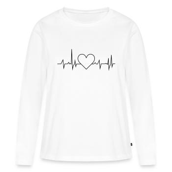 Fréquence cardiaque - T-shirt manches longues Premium bio Femme - blanc - Devant - Julia (174cm)