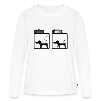 online / offline (dog) - Women's Premium Organic Long Sleeve Shirt - white - Front - Julia (174cm)