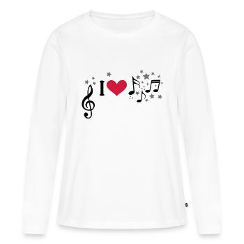 I love music. Add your own text, star, singer band - Women's Premium Organic Long Sleeve Shirt - white - Front - Julia (174cm)