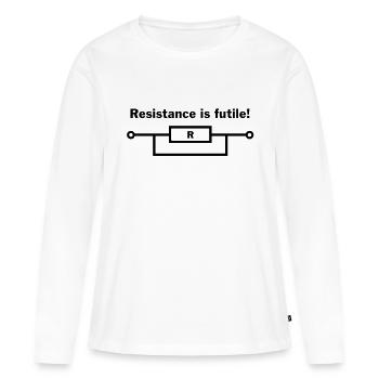 resistance is futile! - T-shirt manches longues Premium bio Femme - blanc - Devant - Julia (174cm)