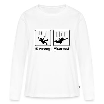 CHUTE LIBRE - bon / mauvais - T-shirt manches longues Premium bio Femme - blanc - Devant - Julia (174cm)