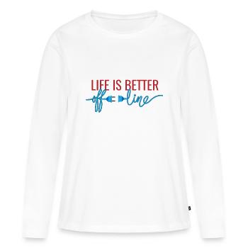 life is better offline - T-shirt manches longues Premium bio Femme - blanc - Devant - Julia (174cm)