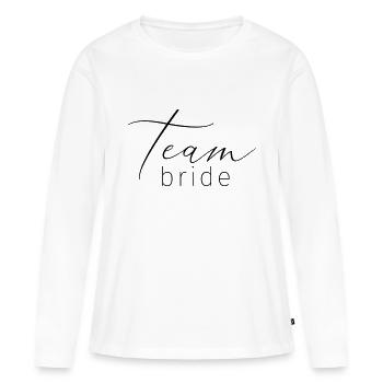 Bride équipe - T-shirt manches longues Premium bio Femme - blanc - Devant - Julia (174cm)