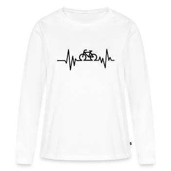 Faire du vélo - T-shirt manches longues Premium bio Femme - blanc - Devant - Julia (174cm)