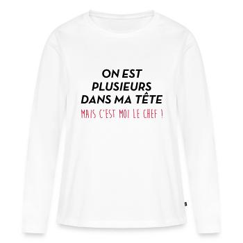 Schizophrène Schizo Folie Humour Fou Malade - T-shirt manches longues Premium bio Femme - blanc - Devant - Julia (174cm)