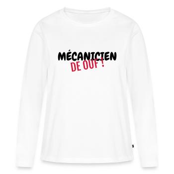 mécanique / mécanicien / mécano / garage - T-shirt manches longues Premium bio Femme - blanc - Devant - Julia (174cm)