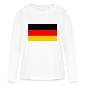 Drapeau Allemand - German Flag - T-shirt manches longues Premium bio Femme - blanc - Devant - Julia (174cm)