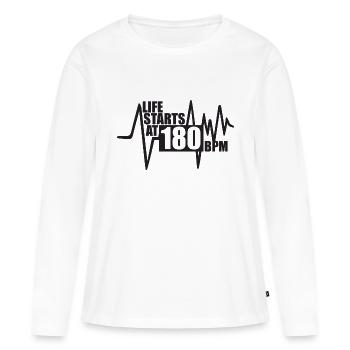 La vie commence à 180 BPM - T-shirt manches longues Premium bio Femme - blanc - Devant - Julia (174cm)