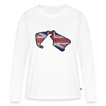 Piste de course de Grande-Bretagne avec drapeau - T-shirt manches longues Premium bio Femme - blanc - Devant - Julia (174cm)
