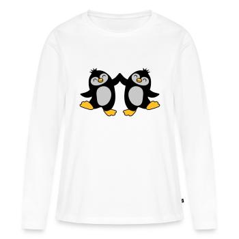 High Five Bienvenue Pingouins - T-shirt manches longues Premium bio Femme - blanc - Devant - Julia (174cm)