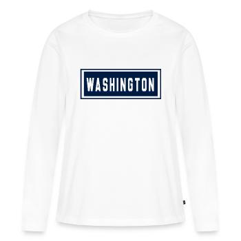 Washington - T-shirt manches longues Premium bio Femme - blanc - Devant - Julia (174cm)