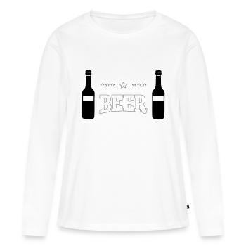 Bière - T-shirt manches longues Premium bio Femme - blanc - Devant - Julia (174cm)