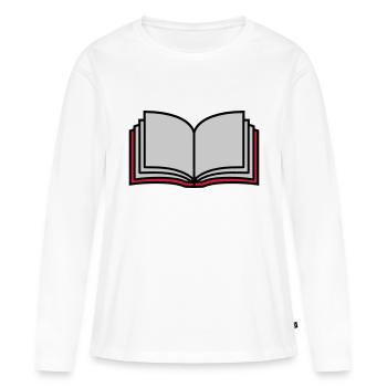 Pages du livre ouvert de l’école - T-shirt manches longues Premium bio Femme - blanc - Devant - Julia (174cm)