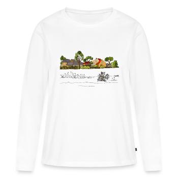 Paysage rural - T-shirt manches longues Premium bio Femme - blanc - Devant - Julia (174cm)
