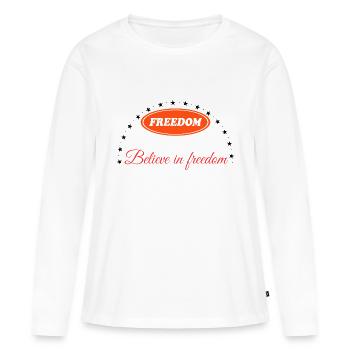 BELIEVE IN FREEDOM - Women's Premium Organic Long Sleeve Shirt - white - Front - Julia (174cm)
