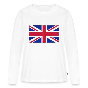 Großbritannien - UK - Frauen Premium Bio Langarmshirt - Weiß - Vorne - Julia (174cm)