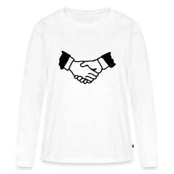 Poignée de main - Line - T-shirt manches longues Premium bio Femme - blanc - Devant - Julia (174cm)